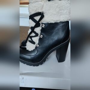 Black and White Women's Heeled Boots